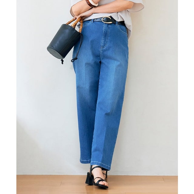 サマーストレッチデニムワイドパンツ （ブルー）