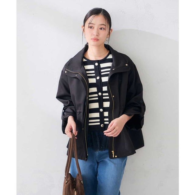 ウエストドロストスタンドカラーブルゾン （ブラック）
