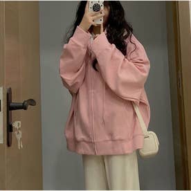 パーカー レディース ジップパーカー スウェット韓国ファッション （ピンク）