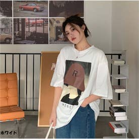 Tシャツ 半袖 ロゴプリント レディース 夏 韓国ファッション （ホワイト）
