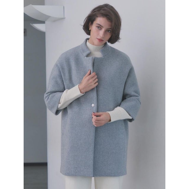 【尾州】Double Melton Cocoon Coat （杢グレー）