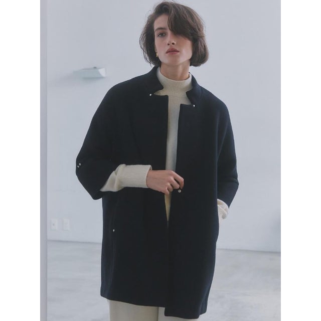 【尾州】Double Melton Cocoon Coat （ブラック）
