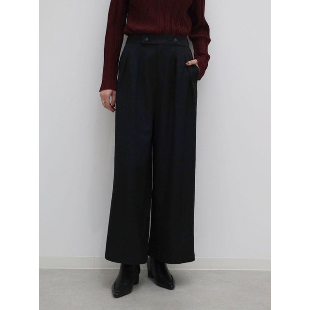 ウエストボタン2タックワイドパンツ （ブラック）