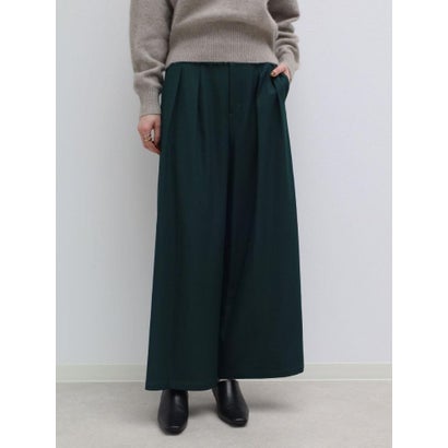ウエストボタン2タックワイドパンツ （ダークグリーン）｜詳細画像