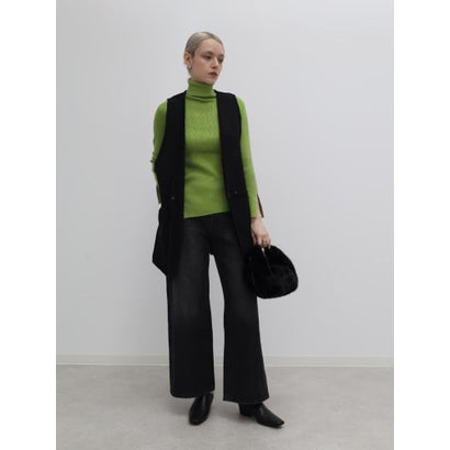 アシメヘムライン配色タートルニット （フジイロ）｜詳細画像