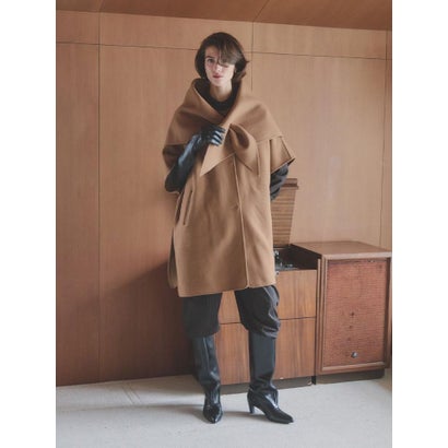 【尾州】Double Melton Poncho Coat （キャメル）｜詳細画像