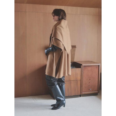 【尾州】Double Melton Poncho Coat （キャメル）｜詳細画像