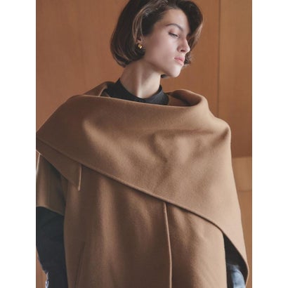【尾州】Double Melton Poncho Coat （キャメル）｜詳細画像