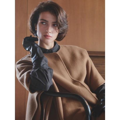 【尾州】Double Melton Poncho Coat （キャメル）｜詳細画像