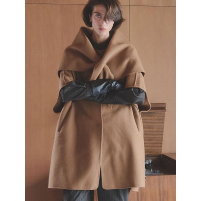【尾州】Double Melton Poncho Coat （キャメル）｜詳細画像