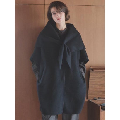 【尾州】Double Melton Poncho Coat （ブラック）｜詳細画像