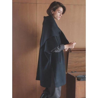 【尾州】Double Melton Poncho Coat （ブラック）｜詳細画像