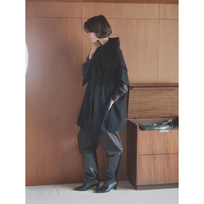 【尾州】Double Melton Poncho Coat （ブラック）｜詳細画像