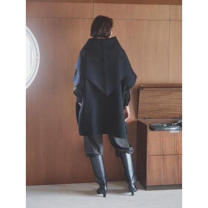 【尾州】Double Melton Poncho Coat （ブラック）｜詳細画像