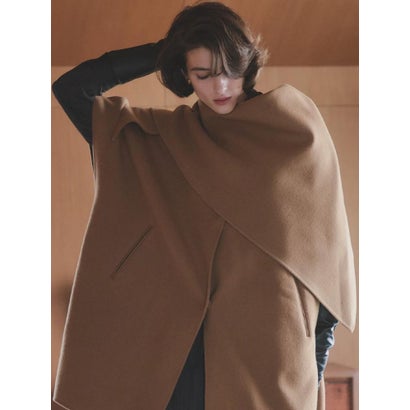【尾州】Double Melton Poncho Coat （ブラック）｜詳細画像