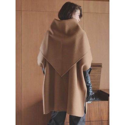 【尾州】Double Melton Poncho Coat （ブラック）｜詳細画像