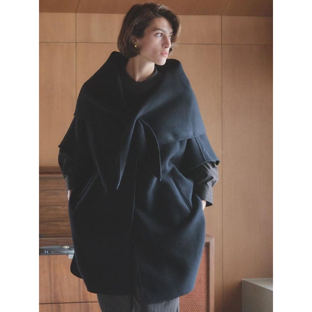 【尾州】Double Melton Poncho Coat （ブラック）