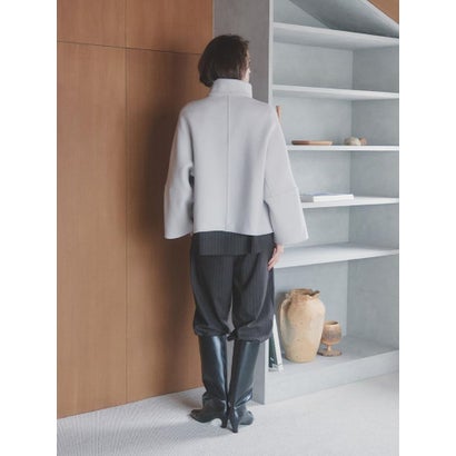 【尾州】Double Melton Standcollar Short Coat （ブラック）｜詳細画像