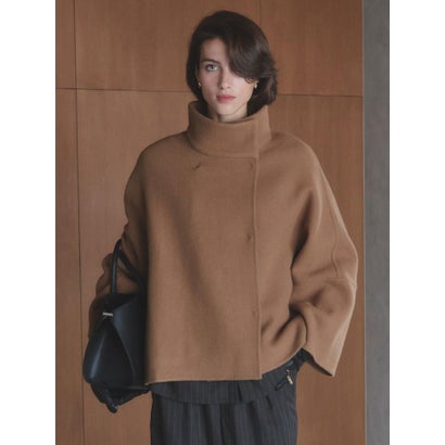 【尾州】Double Melton Standcollar Short Coat （ブラック）｜詳細画像