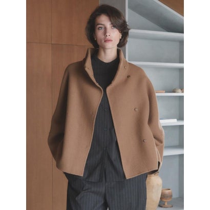 【尾州】Double Melton Standcollar Short Coat （ブラック）｜詳細画像
