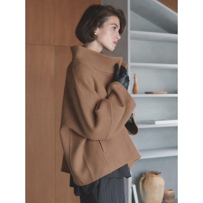 【尾州】Double Melton Standcollar Short Coat （ブラック）｜詳細画像