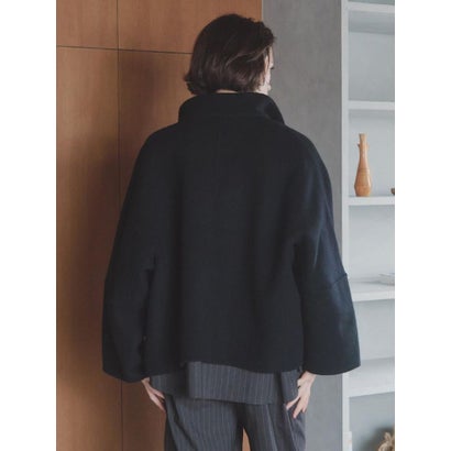 【尾州】Double Melton Standcollar Short Coat （ブラック）｜詳細画像