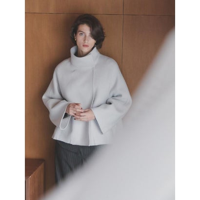 【尾州】Double Melton Standcollar Short Coat （ブラック）｜詳細画像