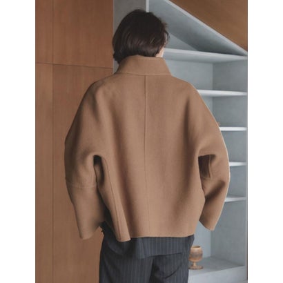 【尾州】Double Melton Standcollar Short Coat （ライトグレージュ）｜詳細画像