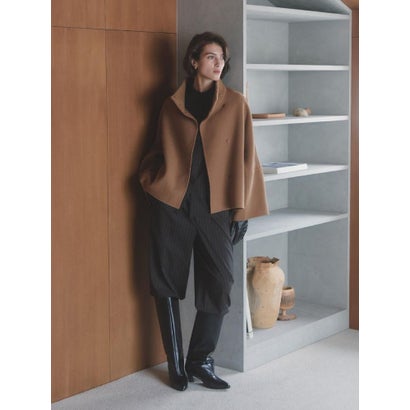 【尾州】Double Melton Standcollar Short Coat （ライトグレージュ）｜詳細画像