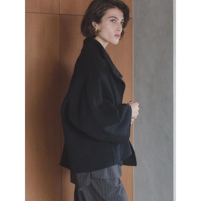 【尾州】Double Melton Standcollar Short Coat （ライトグレージュ）｜詳細画像