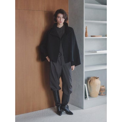 【尾州】Double Melton Standcollar Short Coat （ライトグレージュ）｜詳細画像