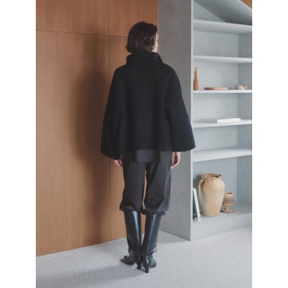 【尾州】Double Melton Standcollar Short Coat （ライトグレージュ）｜詳細画像