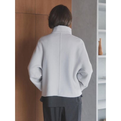 【尾州】Double Melton Standcollar Short Coat （ライトグレージュ）｜詳細画像