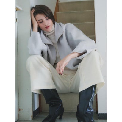 【尾州】Double Melton Zip Coat （ブラック）｜詳細画像