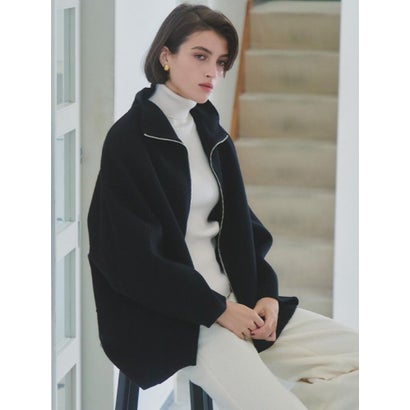 【尾州】Double Melton Zip Coat （ブラック）｜詳細画像