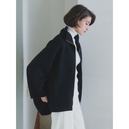 【尾州】Double Melton Zip Coat （ブラック）｜詳細画像
