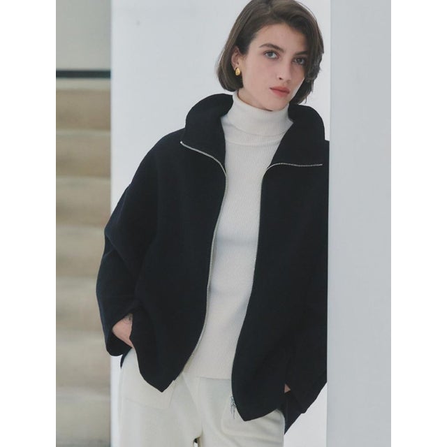 【尾州】Double Melton Zip Coat （ブラック）