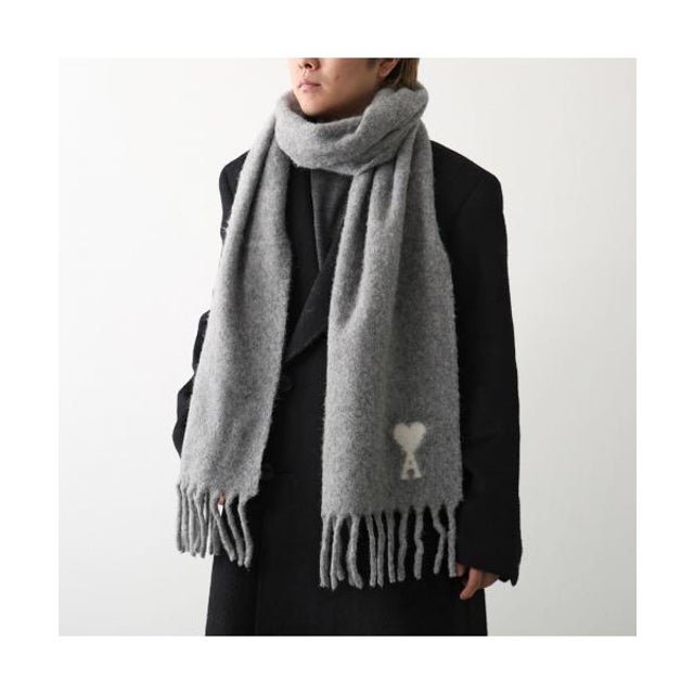 ami paris マフラー USF673.AW0004 ハートロゴ （095/ASH-GREY/グレー）