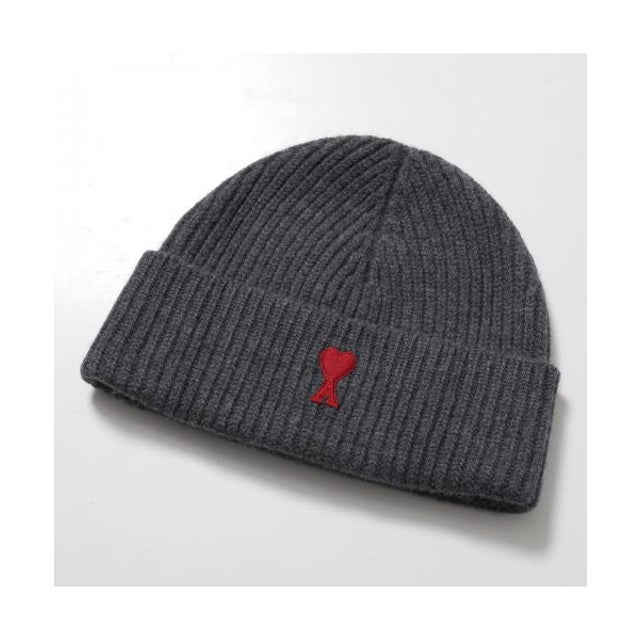 ami paris ニット帽 BFUHA116.018 ビーニー ウール （084/GRIS-CHINE/ROUGE）