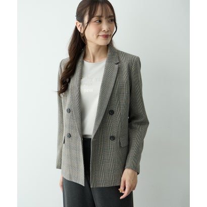 ストレッチダブルブレストジャケット【無地・チェック柄・ローズオイル加工・セットアップ対応】 （ベージュ）｜詳細画像