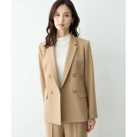 ストレッチダブルブレストジャケット【無地・チェック柄・ローズオイル加工・セットアップ対応】 （ベージュ）
