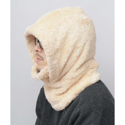 エーエムエスセレクト A.M.S.select ボアフリース フードネックウォーマー 秋 冬 防寒 通勤 通学 旅行 アウトドア 自転車 シンプル （ベージュ）｜詳細画像