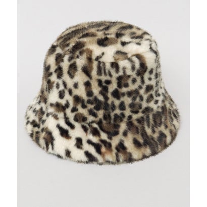 エーエムエスセレクト A.M.S.select バケットハット レオパード柄 フェイクファー ボリューム 折り畳み 秋冬 （アイボリーレオパード）｜詳細画像