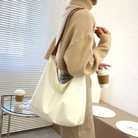 シンプルワンショルダーバッグ レディース かばん 無地 10代 20代 30代 韓国ファッション オフィスカジュアル 大容量 A4サイズ収納可 キレイめ （ホワイト）