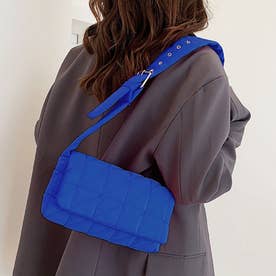 キルティングミニスクエアバッグ レディース 10代 20代 30代 韓国ファッション カジュアル シンプル 鞄 可愛い バック 黒 白 ショルダー （ブルー）