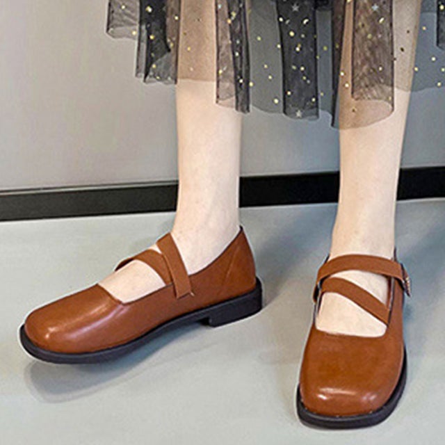 
                    クロスストラップフラットシューズ レディース 10代 20代 30代 韓国ファッション カジュアル 可愛い 靴 大人 シューズ 春 夏 秋 冬 （ブラウン）