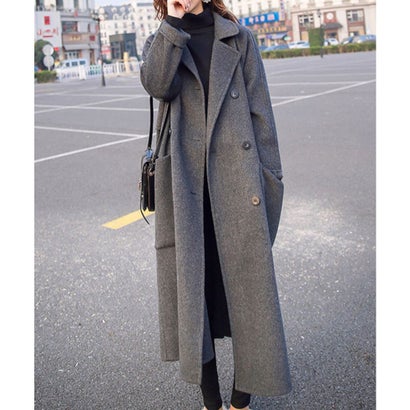 ロングチェスターコート レディース アウター 長袖 無地 秋服 冬服 10代 20代 30代 韓国ファッション 韓国 大きいサイズ オフィスカジュアル 大人 （ダークブラウン）｜詳細画像