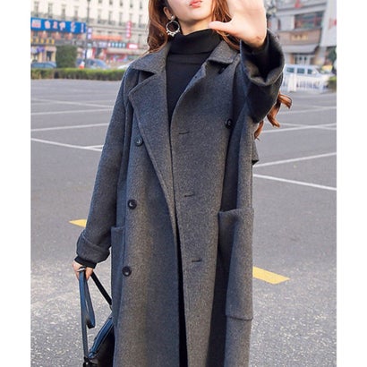 ロングチェスターコート レディース アウター 長袖 無地 秋服 冬服 10代 20代 30代 韓国ファッション 韓国 大きいサイズ オフィスカジュアル 大人 （ダークブラウン）｜詳細画像