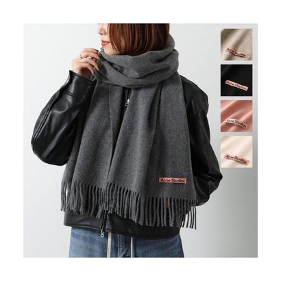 Acne Studios マフラー CA0210 ウール 無地 フリンジ （BLACK/ブラック）｜詳細画像