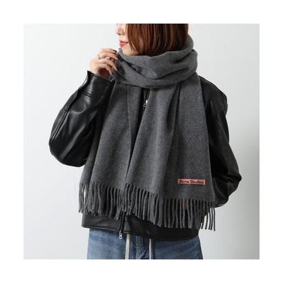 Acne Studios マフラー CA0210 ウール 無地 フリンジ （BLACK/ブラック）｜詳細画像